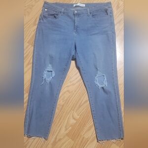 Stylish Blue Distressed Women's Jeans
